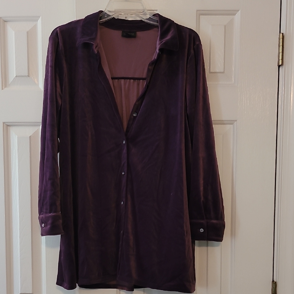 Holiday Ready J. Jill Wearever Velour Button Down XL Petite Like New